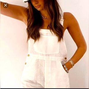 WEWOREWHAT basic linen overalls